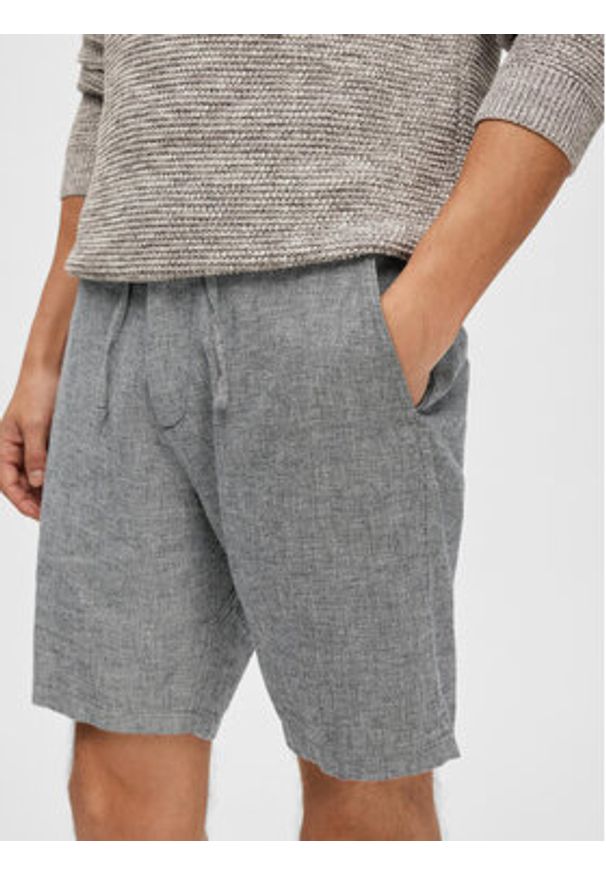 Selected Homme Szorty materiałowe Slhregular-Brody 16087638 Szary Regular Fit. Kolor: szary. Materiał: len, bawełna