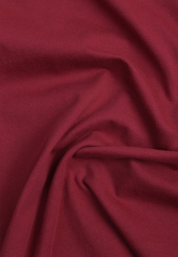 Born2be - Bordowa Gładka Koszulka T-shirt z Bawełny o Prostym Kroju Sarusa. Okazja: na co dzień, na randkę. Kolor: czerwony. Materiał: bawełna. Wzór: gładki. Styl: casual, klasyczny