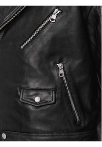 Calvin Klein Jeans Kurtka skórzana J30J323398 Czarny Oversize. Kolor: czarny. Materiał: skóra