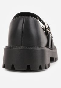 Renee - Czarne Półbuty Płaskie w Rockowym Stylu Mary Jane z Podwójnym Paskiem Zelnea. Okazja: na co dzień. Nosek buta: okrągły. Zapięcie: pasek. Kolor: czarny. Materiał: jeans, skóra. Szerokość cholewki: normalna. Obcas: na płaskiej podeszwie. Styl: rockowy #7