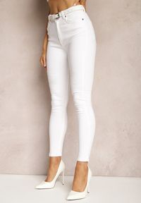Renee - Białe Dopasowane Jeansy Skinny z Bawełny Anevi. Okazja: na co dzień. Kolor: biały. Styl: casual, elegancki #3