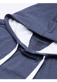 Ombre Clothing - T-shirt męski z kapturem - niebieski melanż V12 S1376 - XL. Okazja: na co dzień. Typ kołnierza: kaptur. Kolor: niebieski. Materiał: jersey, bawełna, dzianina. Wzór: melanż. Styl: casual, klasyczny