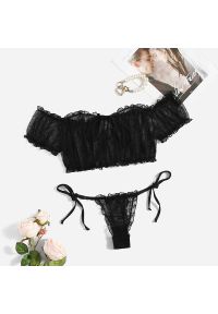 Intica - Zestaw bielizny z odkrytymi ramionami na romantyczne wieczory Austyn. Kolor: czarny. Materiał: materiał