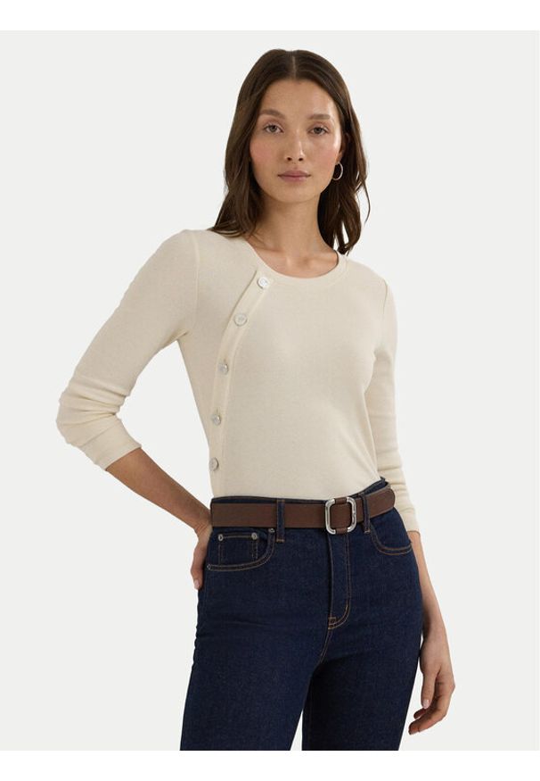 Lauren Ralph Lauren Sweter 200940514001 Écru Regular Fit. Materiał: bawełna