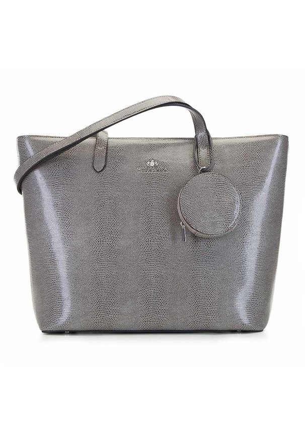Wittchen - Torebka shopperka skórzana trapezowa. Kolor: szary. Dodatki: z breloczkiem. Materiał: skórzane. Styl: elegancki, casual. Rodzaj torebki: na ramię
