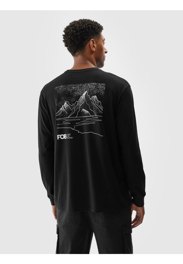 4f - 4F Longsleeve oversize z nadrukiem męski - czarny L. Okazja: na co dzień. Kolor: czarny. Materiał: bawełna, jersey, dzianina. Długość rękawa: długi rękaw. Długość: długie. Wzór: nadruk. Styl: sportowy, klasyczny, casual