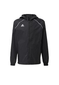 Adidas - Kurtka piłkarska dla dzieci adidas Core 18 Rain JUNIOR. Kolor: czarny, biały, wielokolorowy. Sport: piłka nożna