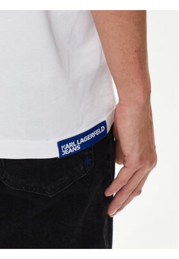 Karl Lagerfeld Jeans T-Shirt 245D1709 Biały Regular Fit. Kolor: biały. Materiał: bawełna