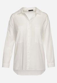Born2be - Biała Bawełniana Koszula Klasyczna z Kieszeniami Sasana. Kolor: biały. Materiał: bawełna. Styl: klasyczny #3
