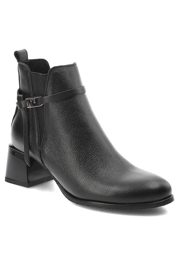 Czarne Botki Lemar Modne Buty Damskie. Okazja: na co dzień. Kolor: czarny. Materiał: materiał. Styl: casual, klasyczny