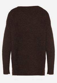 Born2be - Brązowy Sweter z Dodatkiem Wełny i Dekoltem w Serek Estorea. Okazja: na co dzień. Typ kołnierza: dekolt w serek. Kolor: brązowy. Materiał: wełna. Styl: klasyczny, casual, elegancki #5