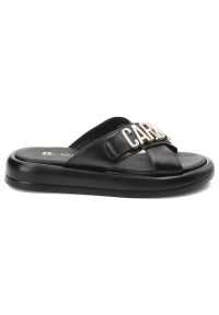 Czarne Klapki Carinii Modne Buty Damskie. Kolor: czarny. Materiał: materiał. Sezon: lato #4