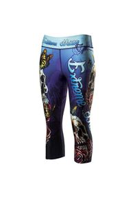 Legginsy sportowe damskie EXTREME HOBBY SKULL 2 3/4. Kolor: niebieski. Materiał: poliester, elastan