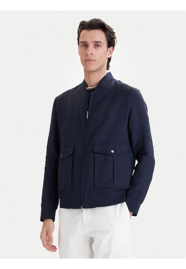 Bugatti Kurtka bomber 171300-11045 Granatowy Regular Fit. Kolor: niebieski. Materiał: len