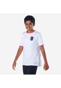 KIPSTA - Koszulka do piłki nożnej dla dzieci Kipsta FF100 Wielka Brytania 2024. Kolor: biały. Materiał: bawełna, materiał