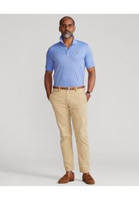 Ralph Lauren - RALPH LAUREN - Niebieska koszulka polo Soft Coton Custom Slim Fit. Typ kołnierza: polo. Kolor: niebieski. Materiał: bawełna, prążkowany. Wzór: haft. Styl: elegancki #6