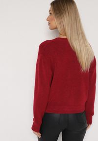 Born2be - Bordowy Rozpinany Kardigan z Dodatkiem Kaszmiru Vetirira. Okazja: na co dzień. Kolor: czerwony. Materiał: kaszmir. Styl: casual, klasyczny #4