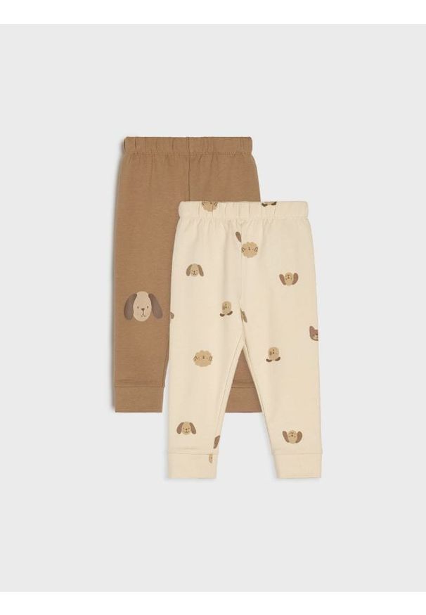 Sinsay - Legginsy 2 pack - brązowy. Kolor: brązowy