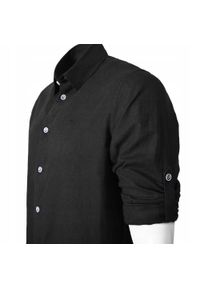 Koszula Weekendowa o Prostym Kroju - Pako Jeans - Len z Bawełmną, Czarna. Okazja: na co dzień. Kolor: czarny. Materiał: len, bawełna. Styl: casual #5