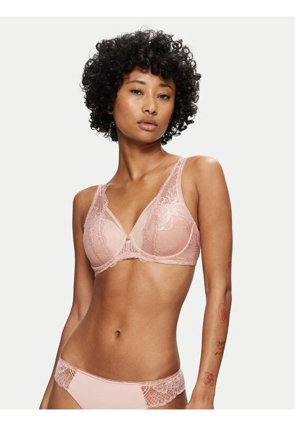 Triumph Biustonosz z fiszbiną Wild Peony Florale 10209627 Różowy. Kolor: różowy. Materiał: syntetyk