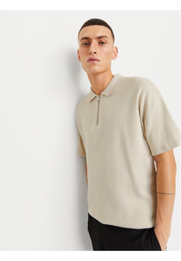 Jack & Jones - Jack&Jones Polo Troy 12269617 Beżowy Relaxed Fit. Typ kołnierza: polo. Kolor: beżowy. Materiał: bawełna