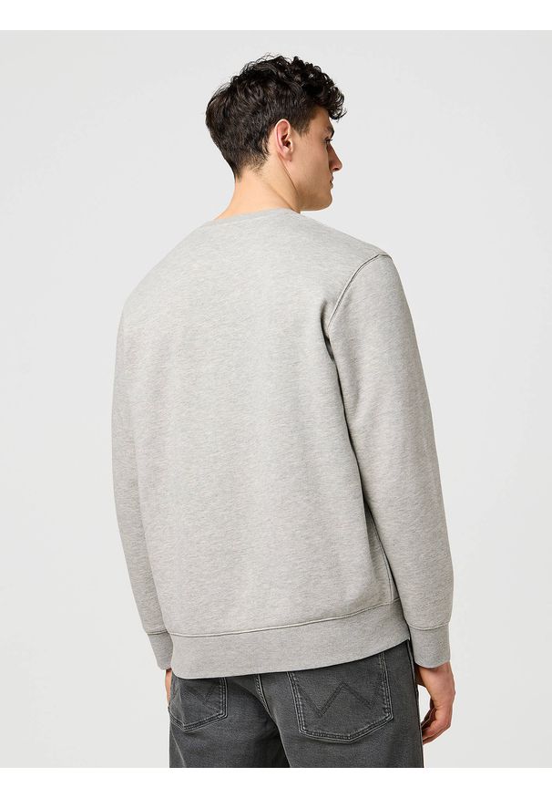 Wrangler - MĘSKA BLUZA WRANGLER SMALL GRAPHIC CREW MID GREY MEL 112371516