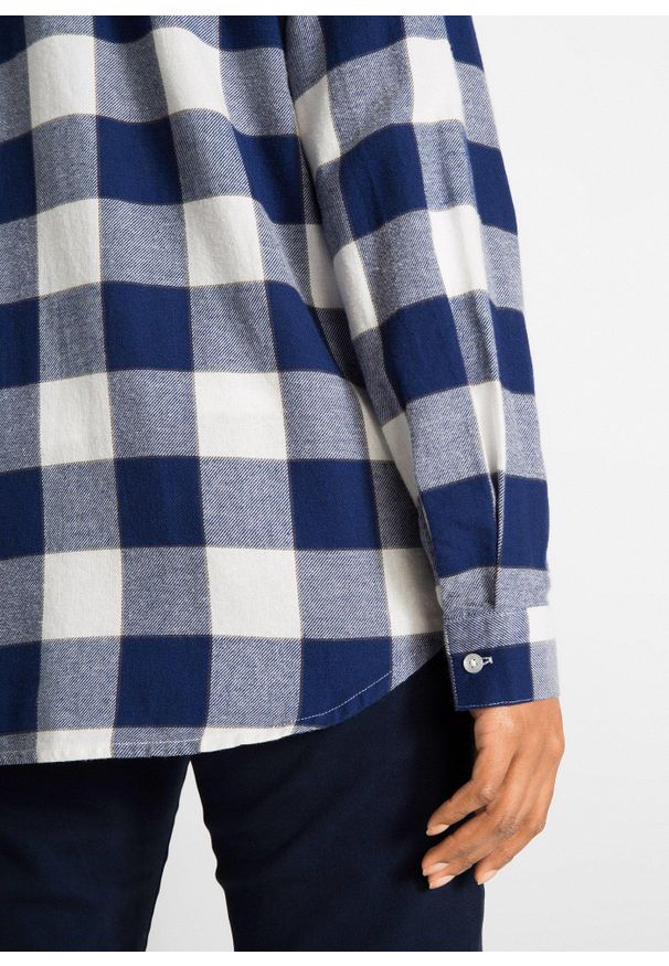 bonprix - Koszula flanelowa. Kolor: niebieski. Materiał: bawełna. Długość rękawa: długi rękaw. Długość: długie
