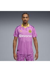 Puma - Męska autentyczna koszulka KIDSUPER × BORUSSIA DORTMUND PUMA. Kolor: różowy. Wzór: kolorowy, geometria. Sport: piłka nożna