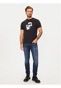 Karl Lagerfeld - KARL LAGERFELD T-Shirt 755061 544241 Czarny Regular Fit. Typ kołnierza: dekolt w karo. Kolor: czarny. Materiał: bawełna #5