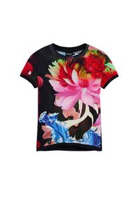 Desigual T-Shirt Multiflowers Lacroix 26SWTK49 Czarny Regular Fit. Kolor: czarny. Materiał: bawełna #3