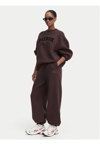 Reebok Spodnie dresowe Iza RK25687CCW Brązowy ciemny Regular Fit. Kolor: brązowy. Materiał: bawełna #12