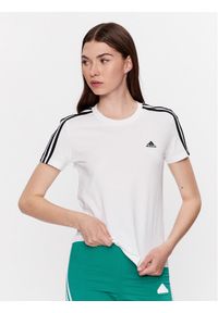 Adidas - adidas T-Shirt Essentials Slim 3-Stripes T-Shirt GL0783 Biały Slim Fit. Kolor: biały. Materiał: bawełna