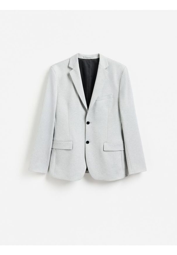 Reserved - Marynarka slim fit - jasnoszary. Kolor: szary. Materiał: wiskoza, dzianina