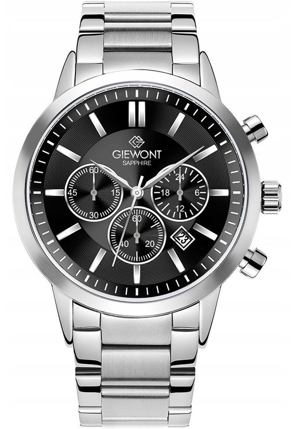 Zegarek Giewont Zegarek Męski Giewont Chronograph Sapphire Srebrno Czarny GW8510-B1. Kolor: czarny, srebrny, wielokolorowy