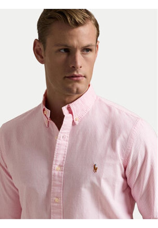 Polo Ralph Lauren Koszula 710953704001 Różowy Custom Fit. Typ kołnierza: polo. Kolor: różowy. Materiał: bawełna