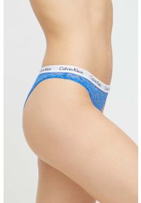 Calvin Klein Underwear brazyliany kolor niebieski z koronki. Kolor: niebieski. Materiał: koronka. Wzór: koronka #2