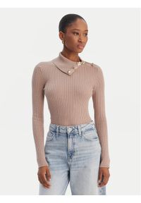 Guess Sweter W6RR07 Z2YK2 Beżowy Regular Fit. Kolor: beżowy. Materiał: wiskoza #1