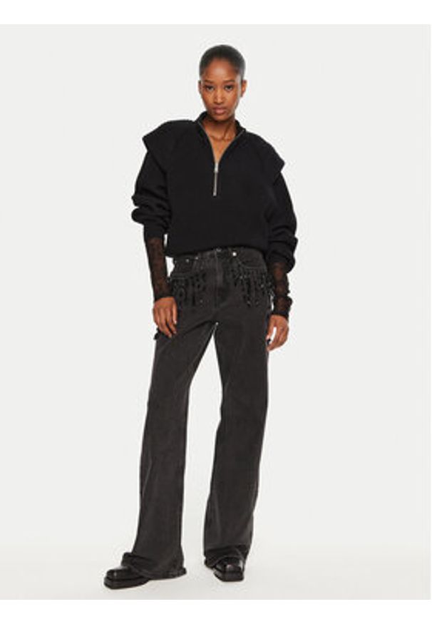 GESTUZ - Gestuz Sweter Madia 10909459 Czarny Loose Fit. Kolor: czarny. Materiał: wełna