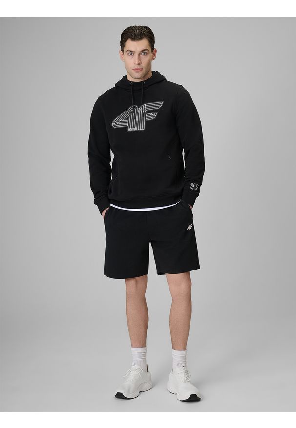 4f - 4F Bluza dresowa regular z kapturem męska - czarna 3XL. Okazja: na co dzień, na spacer. Typ kołnierza: kaptur. Kolor: czarny. Materiał: dresówka. Styl: casual, sportowy