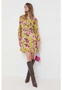 Pinko sukienka kolor zielony mini rozkloszowana. Kolor: zielony. Materiał: materiał. Długość: mini #4