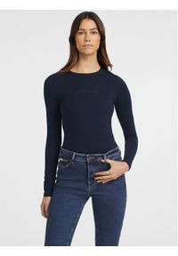 Guess Jeans Bluzka W4YI22 J1314 Granatowy Regular Fit. Kolor: niebieski. Materiał: bawełna