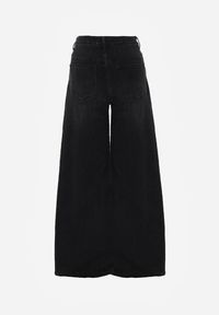 Renee - Czarne Szerokie Jeansy Palazzo z Bawełną High Waist Zinnasira. Okazja: na co dzień, na spacer. Stan: podwyższony. Kolor: czarny. Styl: klasyczny, casual #8