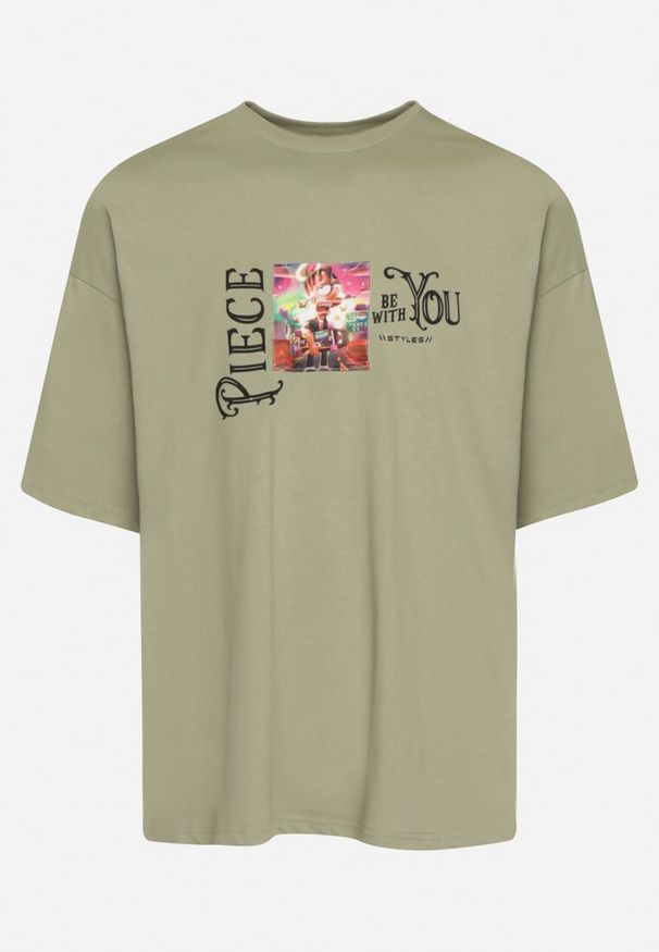 Born2be - Jasnozielona Koszulka z Bawełny Ozdobiona Naszywkami Ranessa. Okazja: na co dzień. Kolor: zielony. Materiał: bawełna. Wzór: aplikacja. Styl: casual