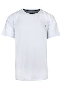 Red Way - T-Shirt Biały, Jednokolorowy, Męski, Koszulka, Krótki Rękaw, U-neck. Okazja: na co dzień. Kolor: biały. Materiał: bawełna, elastan. Długość rękawa: krótki rękaw. Długość: krótkie. Sezon: wiosna, lato. Styl: casual #1