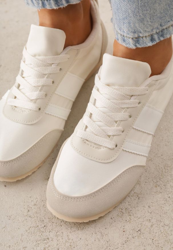 Born2be - Beżowe Sneakersy Kultowe Tenisówki z Marszczeniem przy Pięcie Rhodophine. Okazja: na co dzień. Kolor: beżowy. Materiał: jeans. Szerokość cholewki: normalna. Wzór: gładki