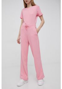 Tommy Jeans spodnie DW0DW12947.PPYY damskie kolor różowy gładkie. Stan: podwyższony. Kolor: różowy. Materiał: bawełna. Wzór: gładki #5