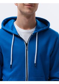 Ombre Clothing - Bluza męska rozpinana z kapturem BASIC - niebieska V5 B977 - XXL. Typ kołnierza: kaptur. Kolor: niebieski. Materiał: bawełna, poliester. Styl: klasyczny #6