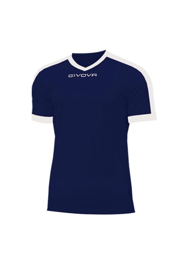 Givova - Męska Koszulka Interlock Revolution. Kolor: niebieski, wielokolorowy, biały. Sport: turystyka piesza