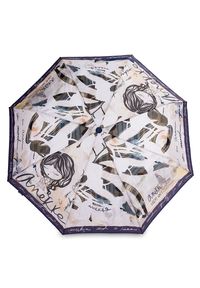 Granatowy Składany Damski Parasol Anekke. Kolor: niebieski. Materiał: materiał #4