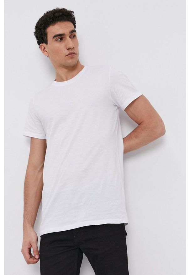 Resteröds T-shirt bawełniany (2-pack) kolor biały gładki. Okazja: na co dzień. Kolor: biały. Materiał: bawełna. Wzór: gładki. Styl: casual